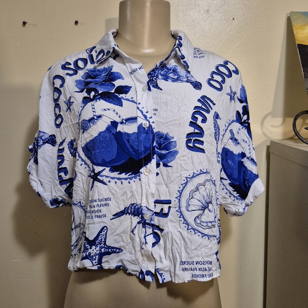 Sunburst Kiss Resort Button Shirt M